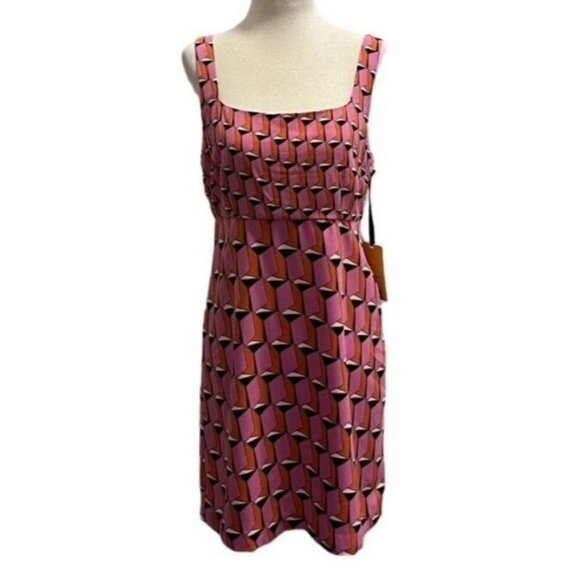 Diane von Furstenberg Pink Geometric Print Sleeveless Dress Recycled Polyester - Picture 1 of 10